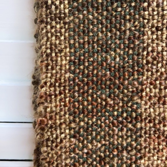 NEW Scarf Unisex handmade woven brown green fringe soft long acrylic fringe - Picture 10 of 10